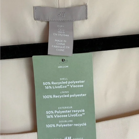 NWT H&M Cream Square Neck Long Sleeve Blouse Size Large - Picture 3 of 5